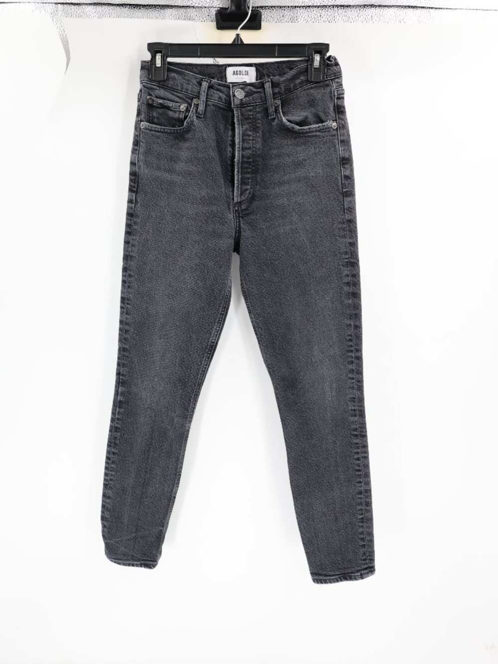 AGOLDE jeans womens 26 L26 Nico High Rise Slim Fit Faded Black Button Fly crop